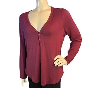 ATHLETA NWT Burgundy Nighttime Bliss Sleep Top Size Large